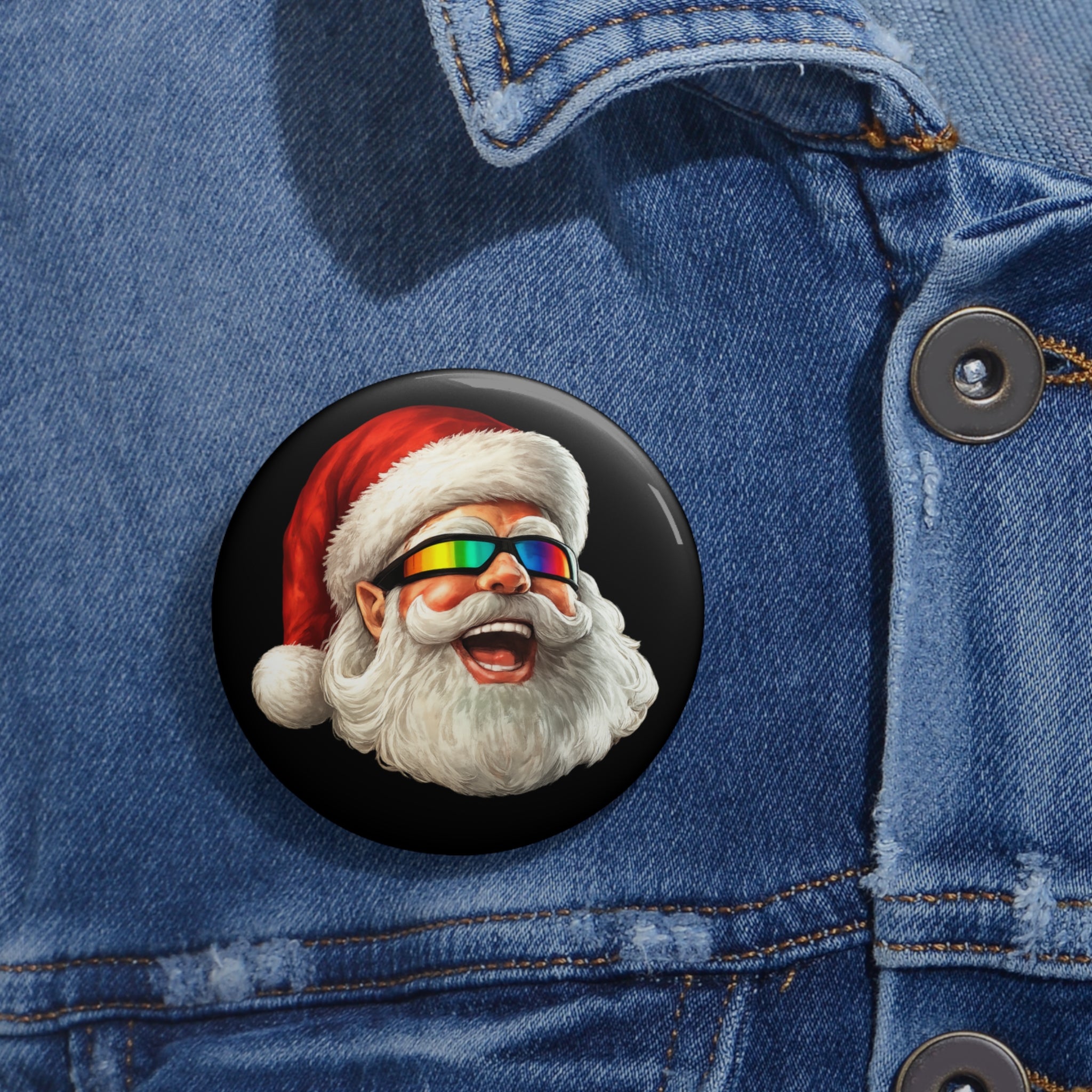 Totally Awesome Santa Pin Buttons