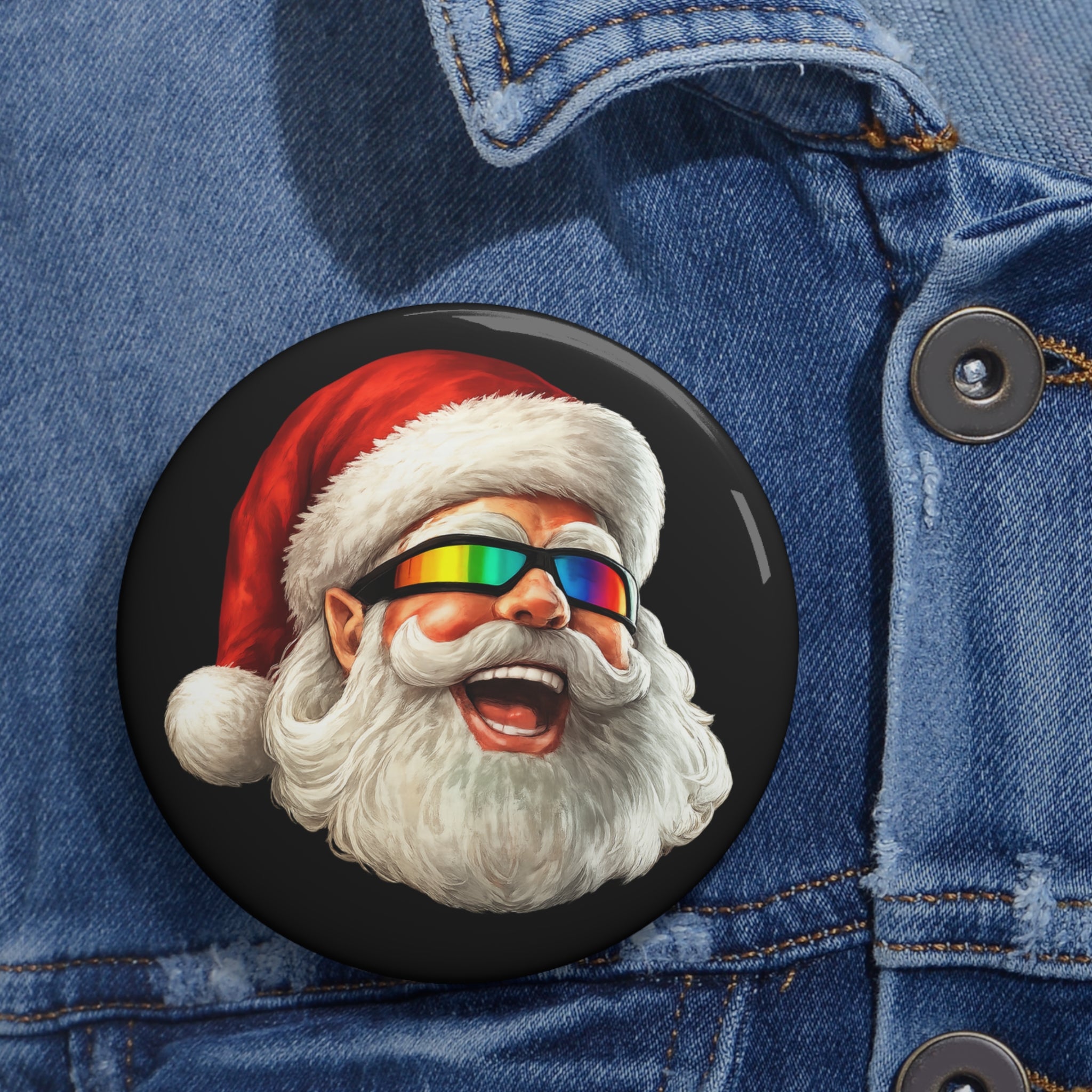 Totally Awesome Santa Pin Buttons